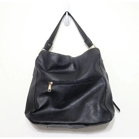 Black Faux Leather Crossbody Shoulder Bag NEW Adjustable Removable Strap 12x11 - Picture 4 of 10